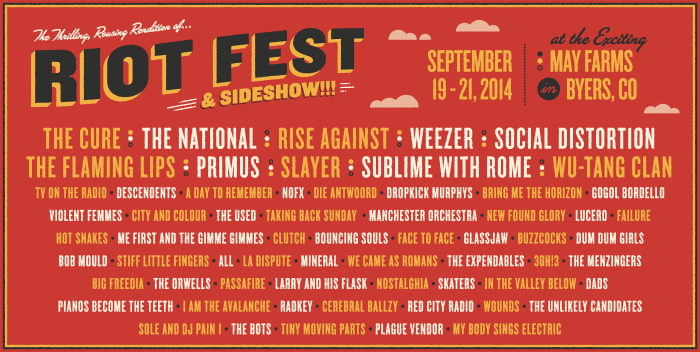 (DENVER) Riot Fest & Sideshow Lineup Released & On Sale Now!