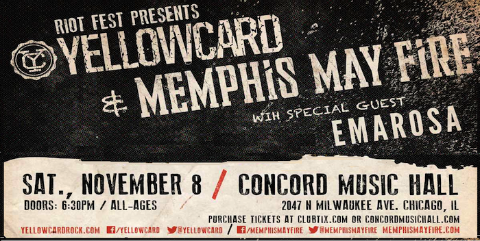 Yellowcard & Memphis May Fire – November 8th, Concord Music Hall