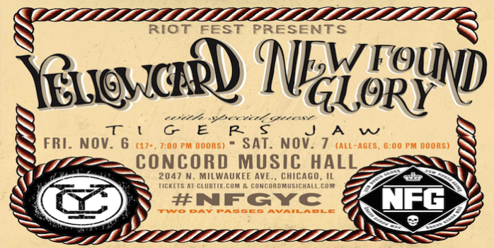 Yellowcard & New Found Glory – November 6 & 7, Concord Music Hall