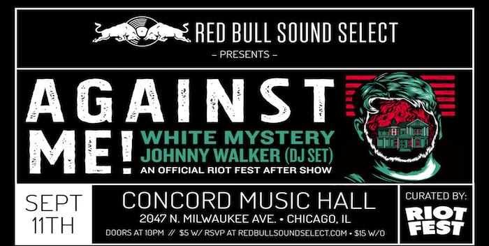 CHICAGO – After Show Added: AGAINST ME! @ CONCORD MUSIC HALL Friday, Sept. 11