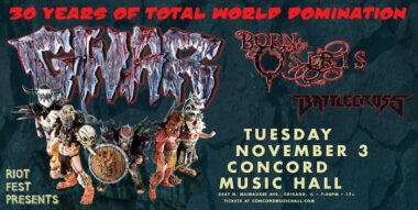 GWAR – Tuesday, November 3, Concord Music Hall