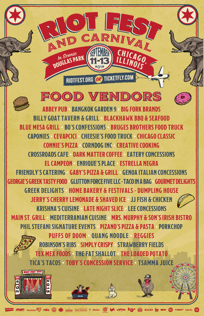 Chicago - Food Vendors Announced - Riot Fest