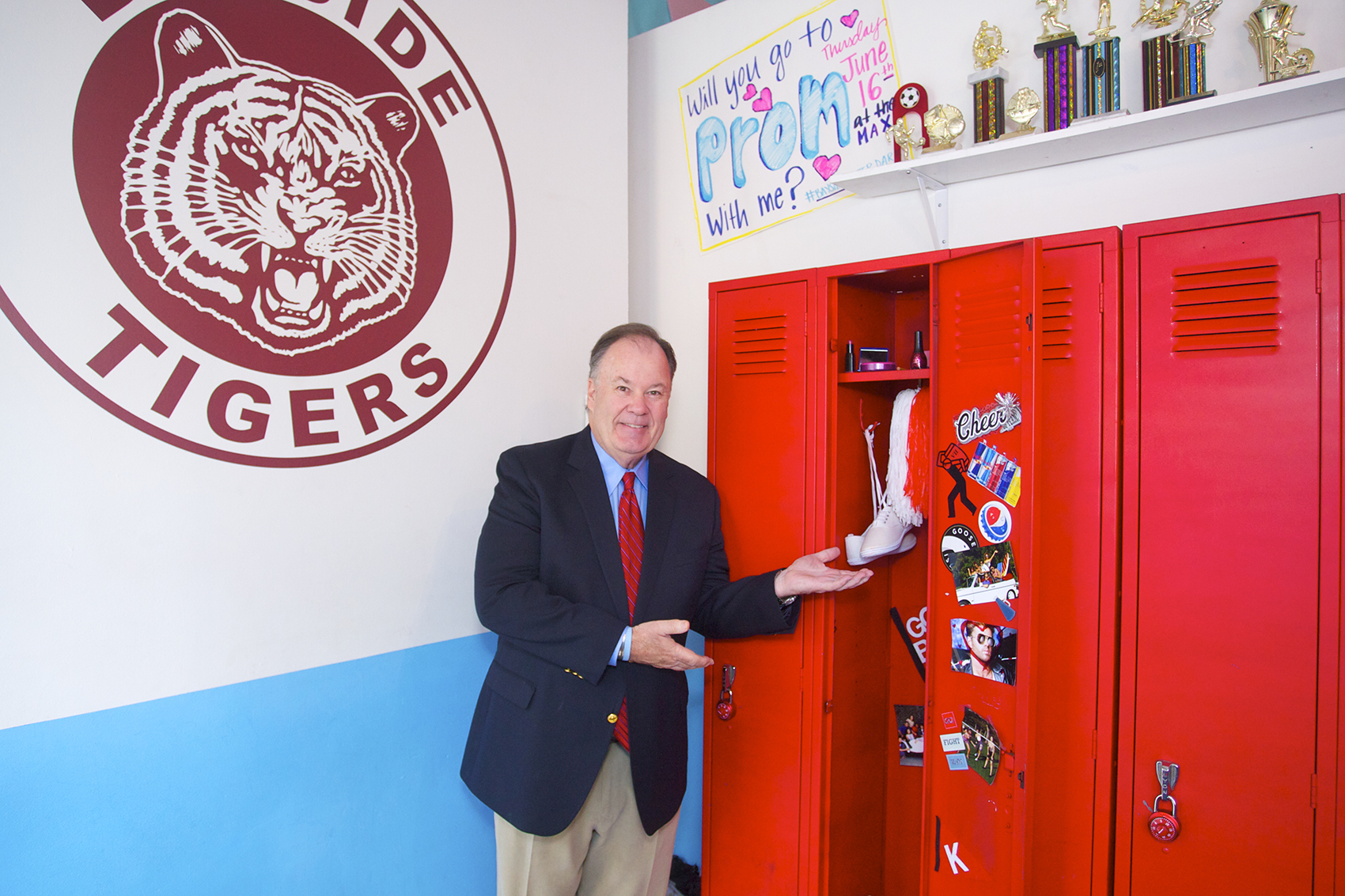 Walking the halls of Bayside High with Dennis Haskins - photo by David Miller