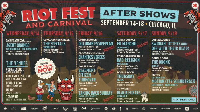 Riot Fest & Carnival After Shows