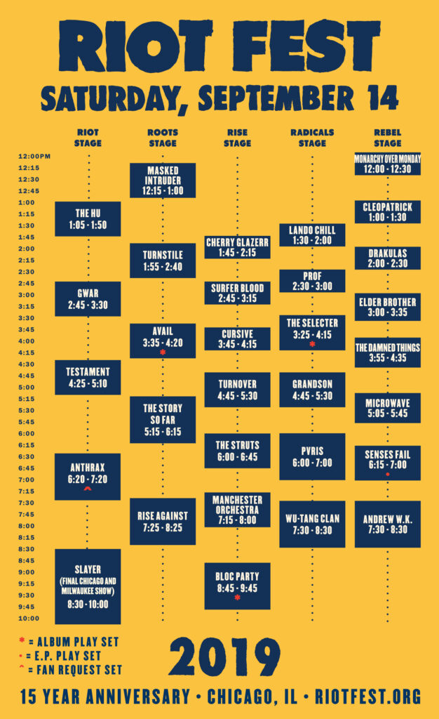 The Riot Fest schedule is here Q101 101.1 WKQX WKQXFM