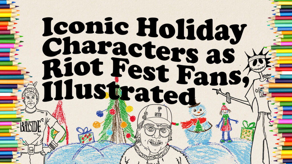 Iconic Holiday Characters as Riot Fest Fans, Illustrated