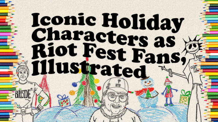 Iconic Holiday Characters as Riot Fest Fans, Illustrated