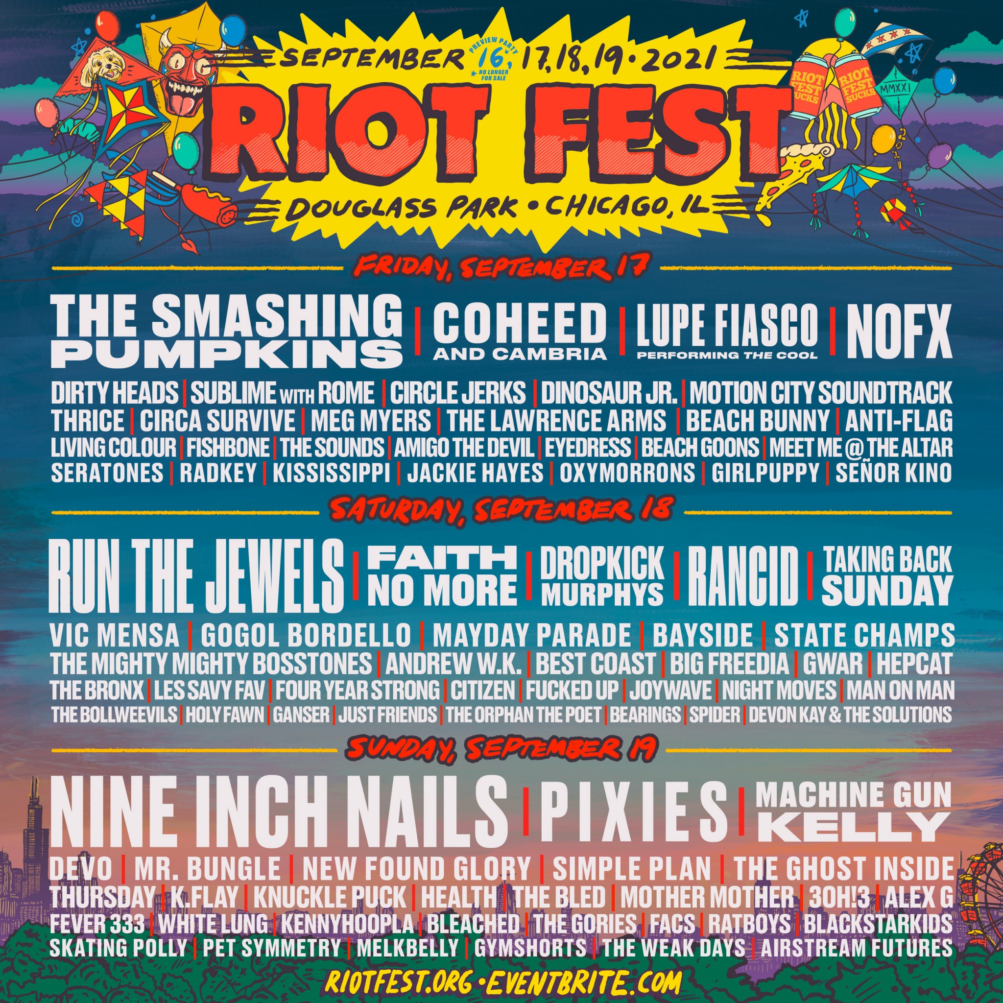 Daily Lineups Are Here! More Bands Announced for Riot Fest 2021