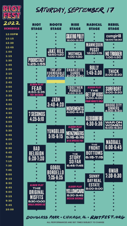 The Schedule is Here! The Schedule is Beer! - Riot Fest