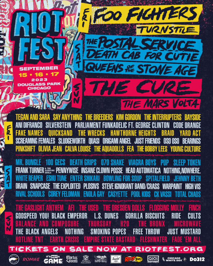 Riot Fest 2023 - September 15-17 in Douglass Park, Chicago - Chicago, IL