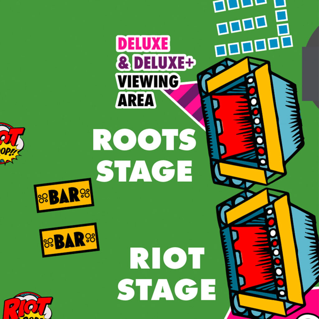 Roots + Riot stage Deluxe and Deluxe+ viewing area