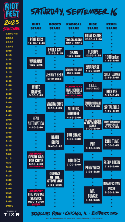 The Riot 2023 Band Schedule is Here! - Riot Fest