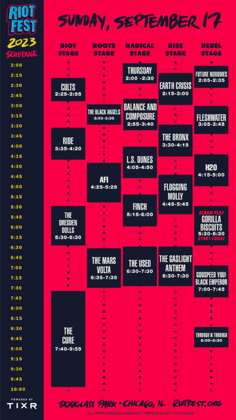 The Riot 2023 Band Schedule Is Here! - Riot Fest