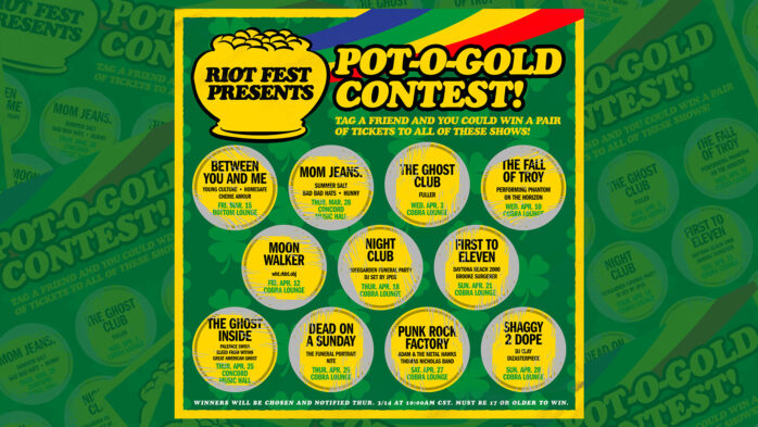 Win Tickets for the Riot Fest Presents Pot-O-Gold Contest to See Mom Jeans., The Ghost Inside, Shaggy 2 Dope + More!