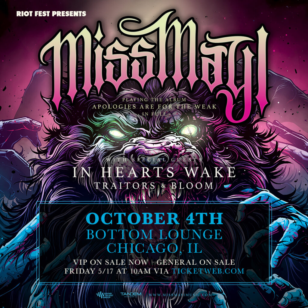Miss May I with In Hearts Wake, Traitors, + Bloom at Bottom Lounge
