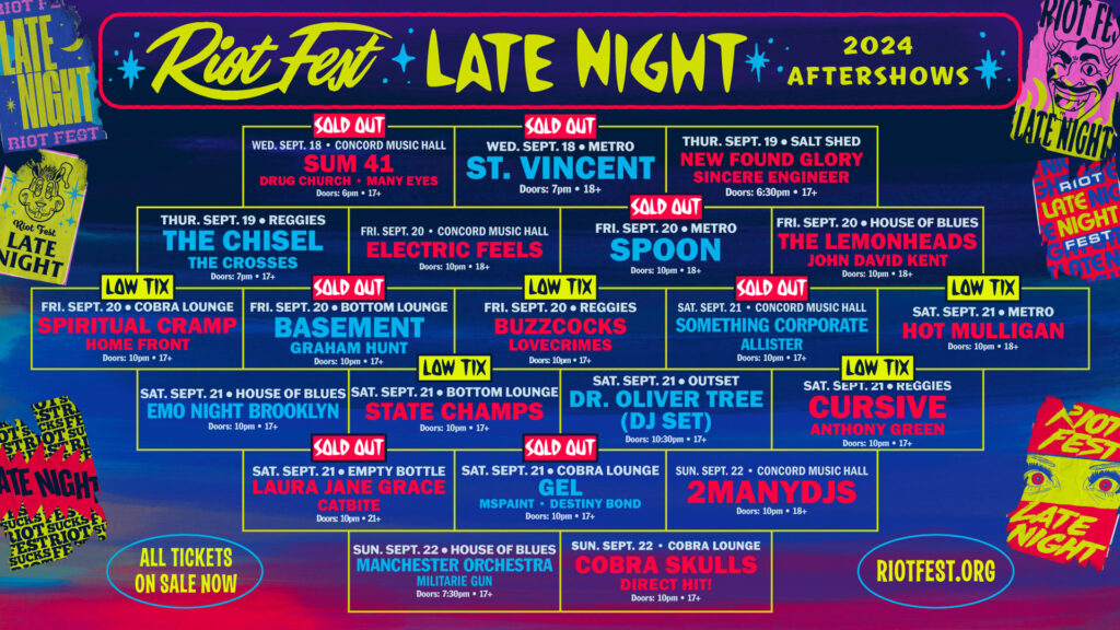 The Riot Fest 2024 Late Night Shows Are Here