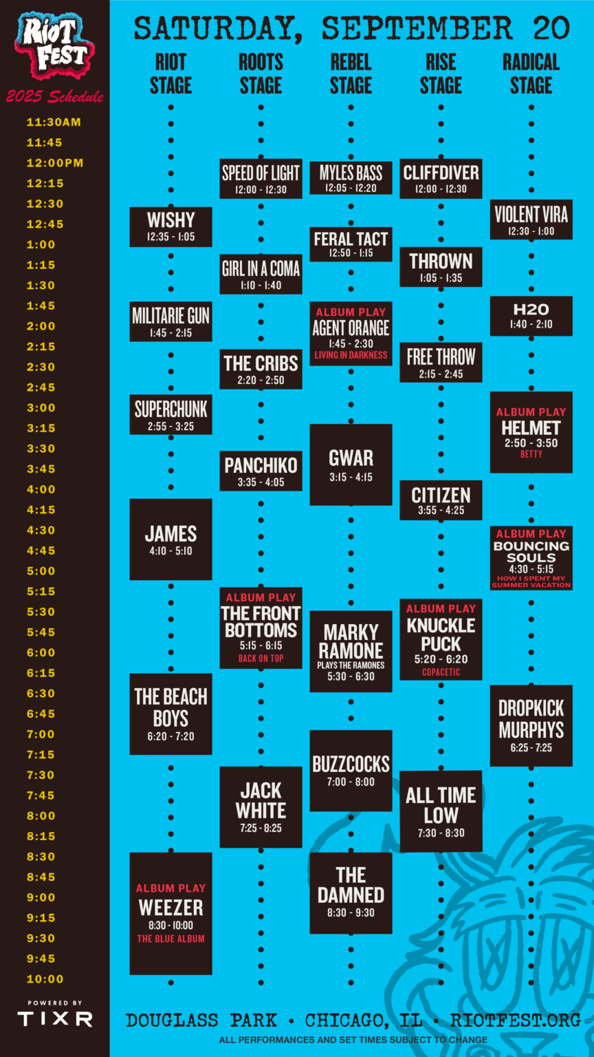 2025 Daily Schedules Riot Fest 2025 daily schedules riot fest